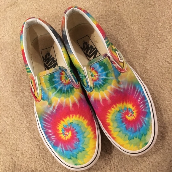 tie dye slip on vans womens